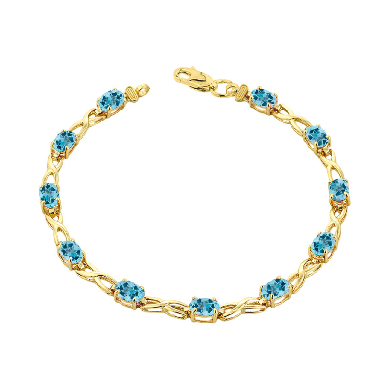 Yellow Gold Personalized Oval Birthstone Infinity Bracelet, view 13