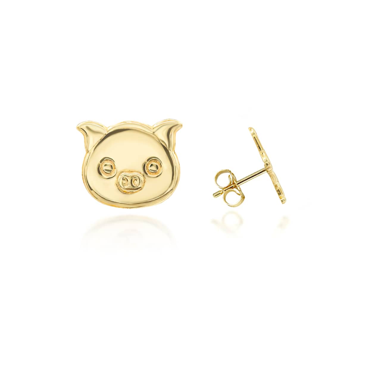 Yellow Gold Piggy Stud Earrings