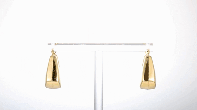 Yellow Gold Purse Hoop Earrings, view 3
