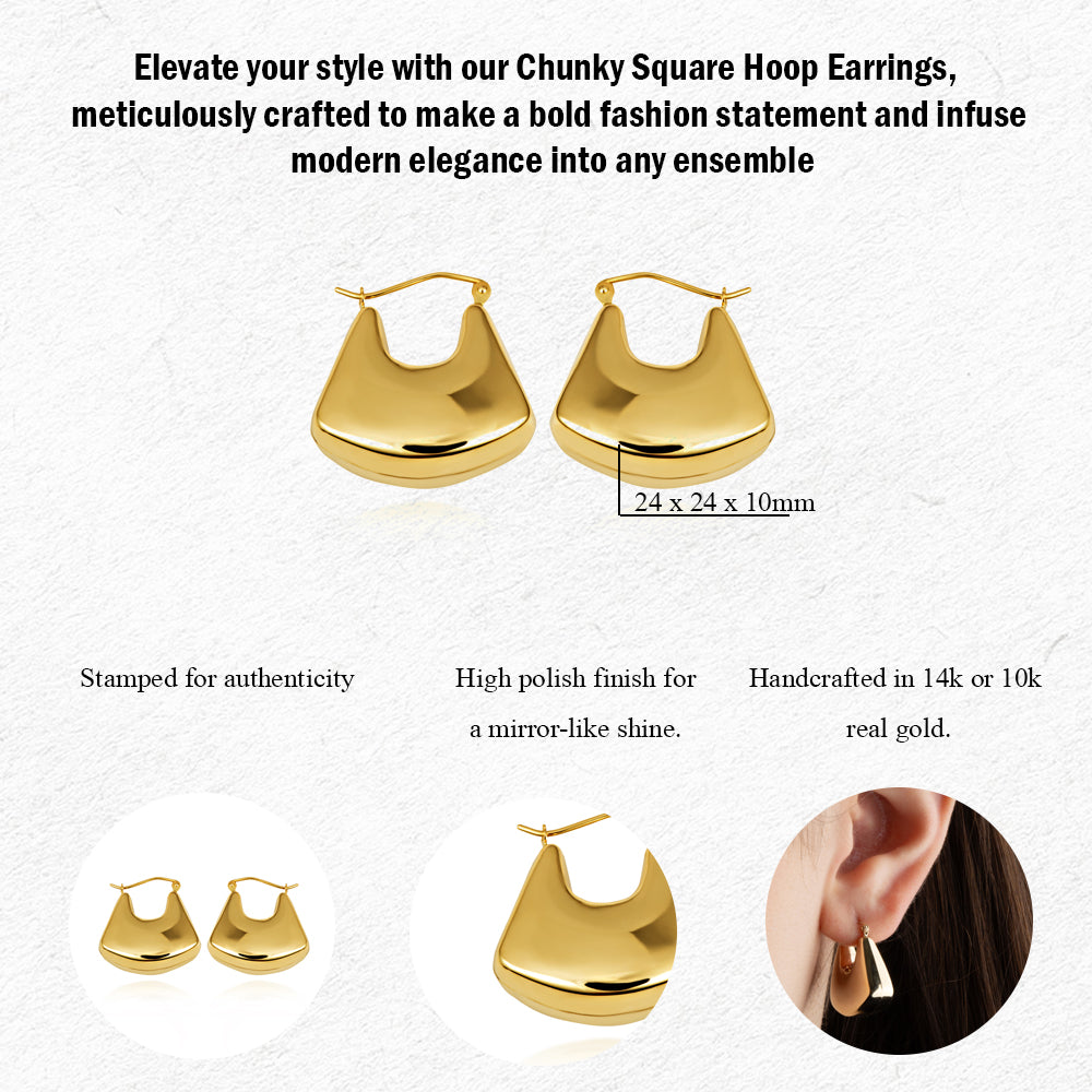 Yellow Gold Purse Hoop Earrings, view 4