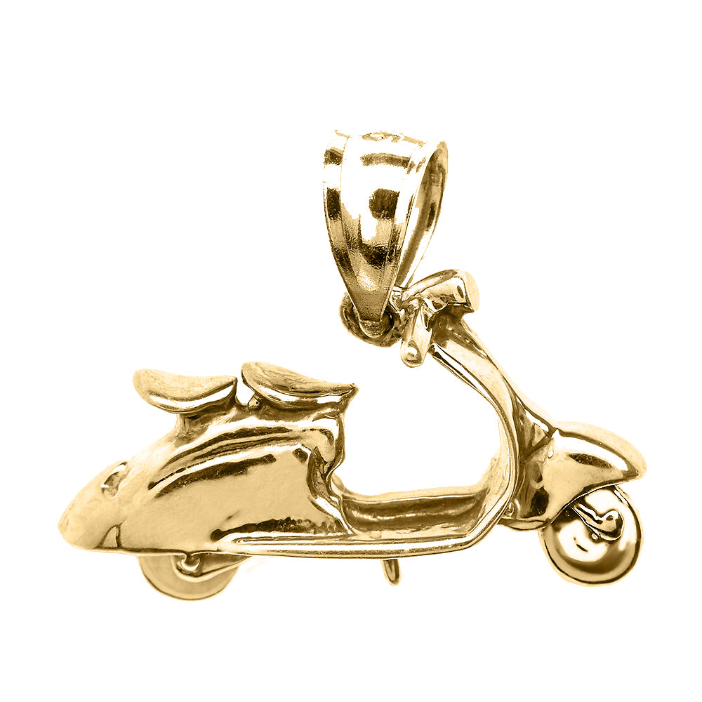 Yellow Gold Scooter Pendant Necklace, view 2