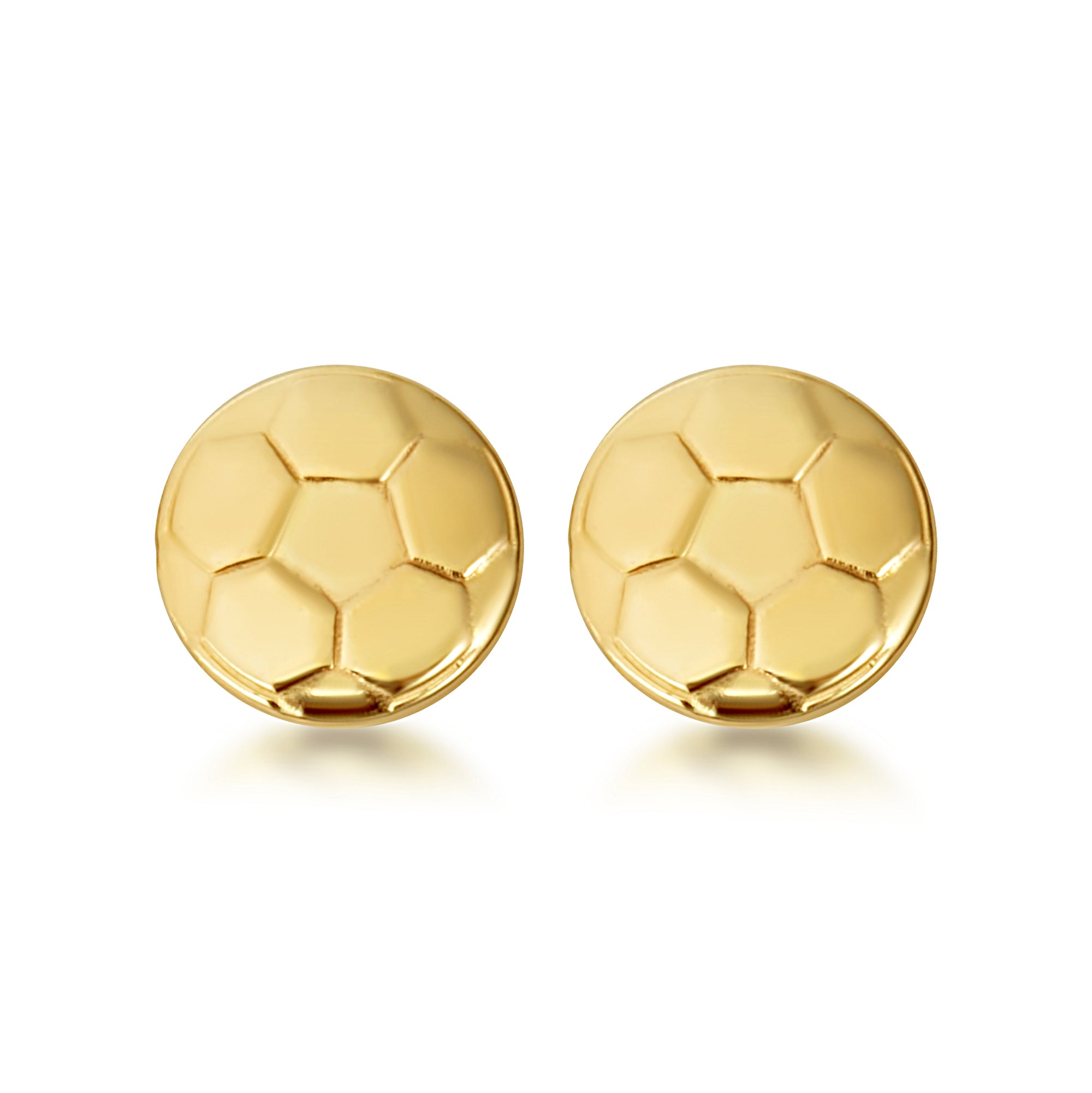 Yellow Gold Soccer Ball Sports Athletic Stud Earrings, view 4