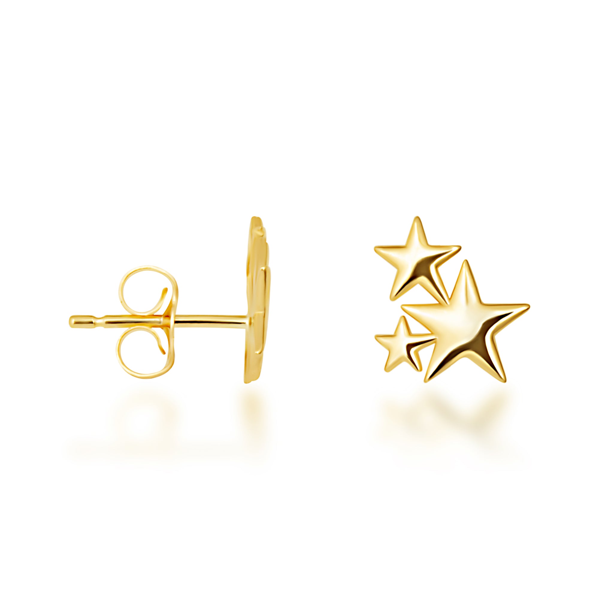 Yellow Gold Star Cluster Stud Earrings