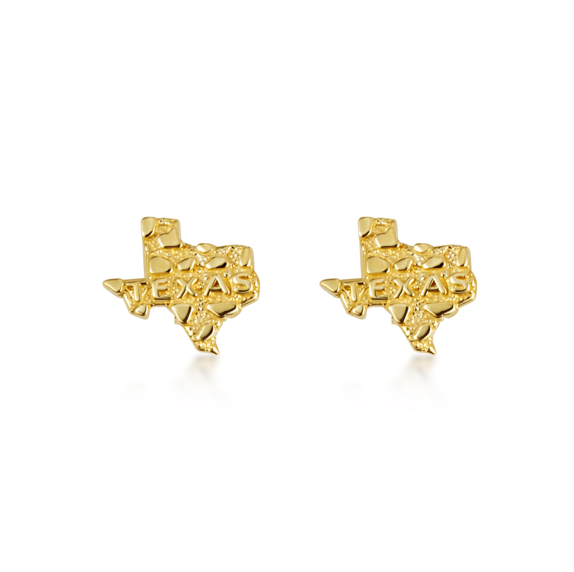 Yellow Gold Texas State Nugget Stud Earrings