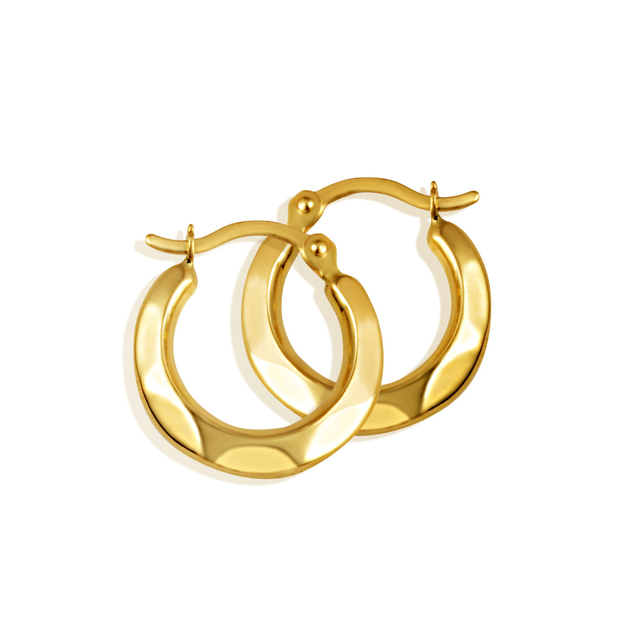Yellow Gold Textured Hoop Earrings