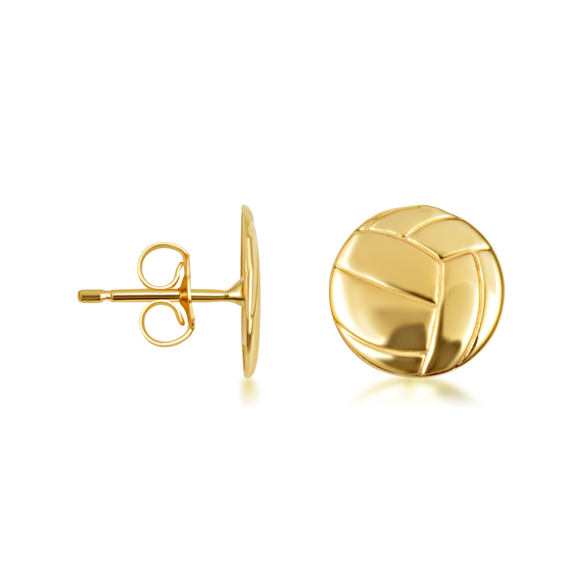 Yellow Gold Volleyball Sports Athletic Stud Earrings
