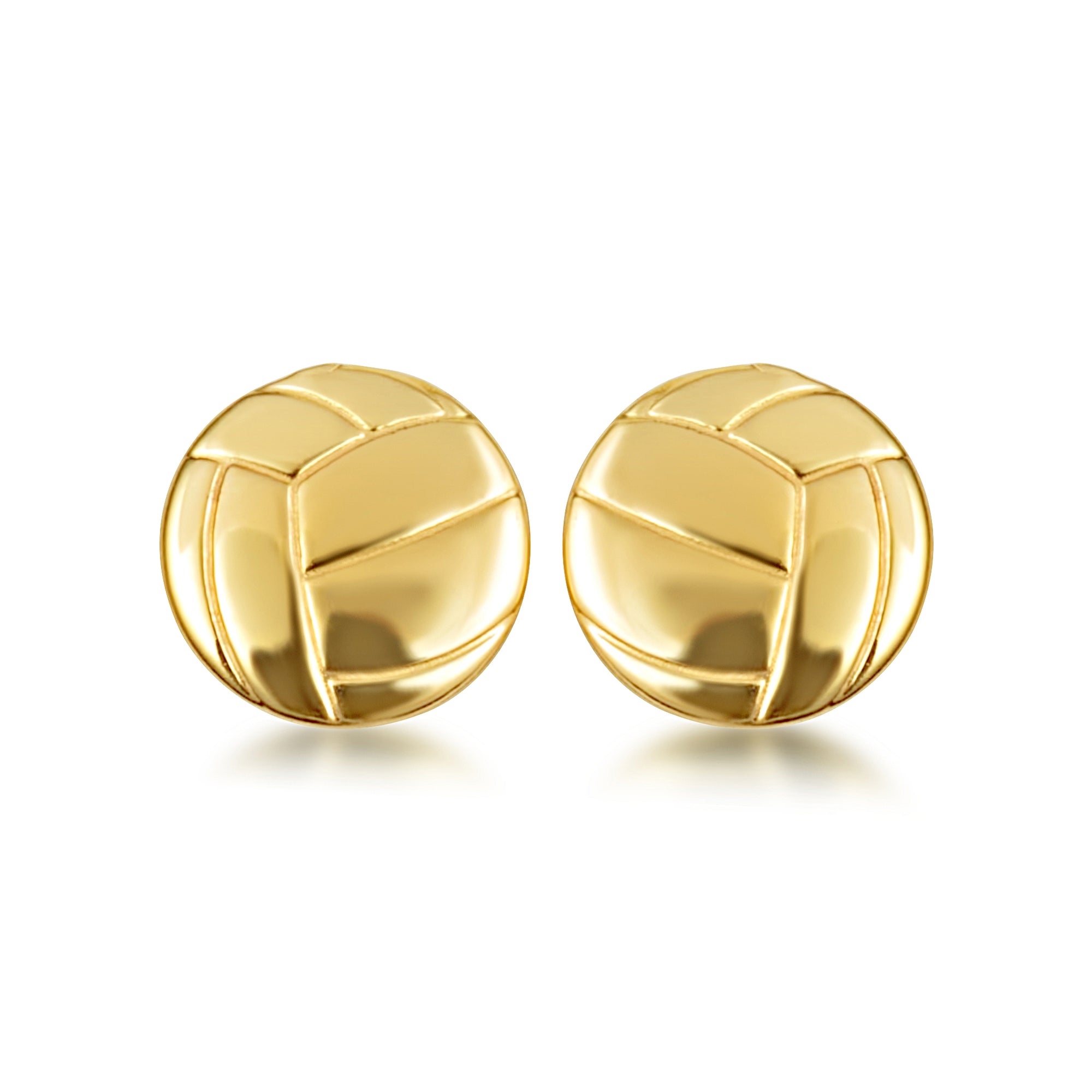 Yellow Gold Volleyball Sports Athletic Stud Earrings, view 4