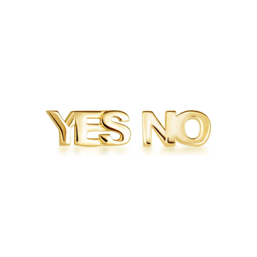 Yellow Gold Yes & No Stud Earrings