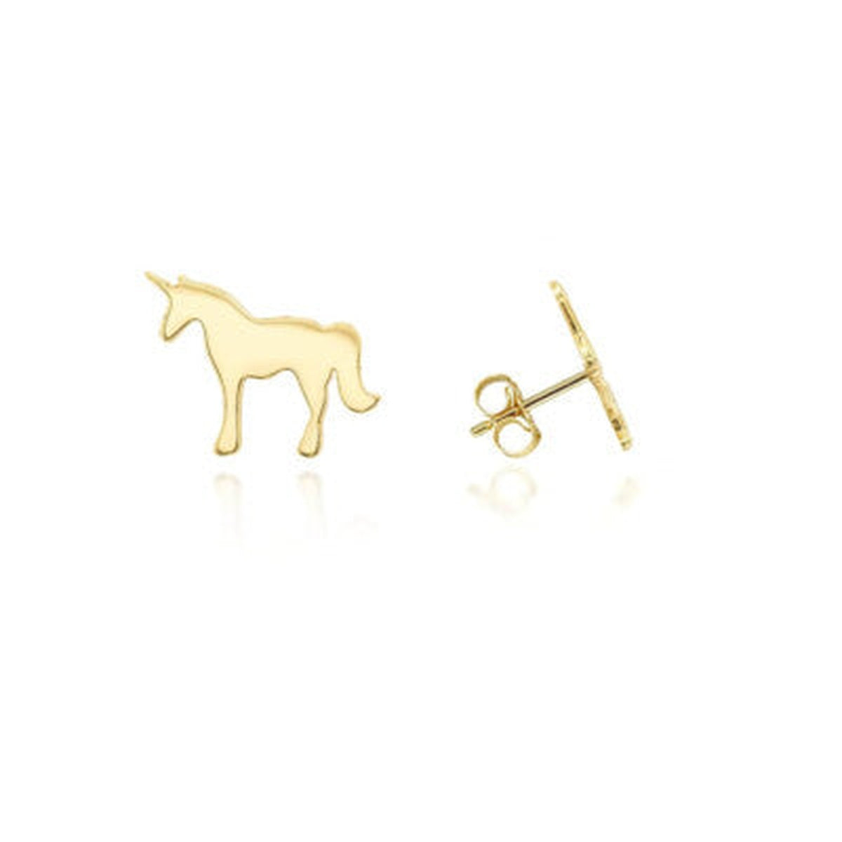 Yellow Gold Unicorn Horse Stud Earrings — Google Merchant 1200px primary